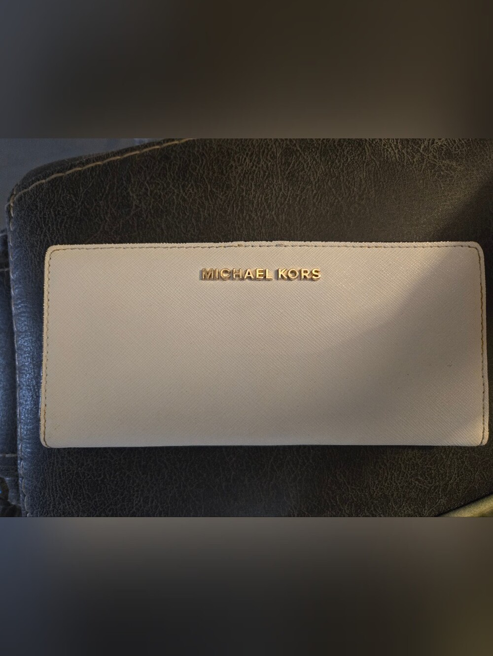 Michael Kors White Full Size Wallet with Gold Logo